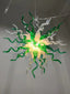 Emerald Forest Artisan Blown Glass Chandelier - Vibrant Green and Crisp White - BeyPan