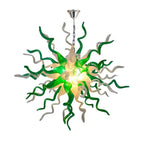 Emerald Forest Artisan Blown Glass Chandelier - Vibrant Green and Crisp White - BeyPan