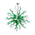 Emerald Forest Artisan Blown Glass Chandelier - Vibrant Green and Crisp White - BeyPan