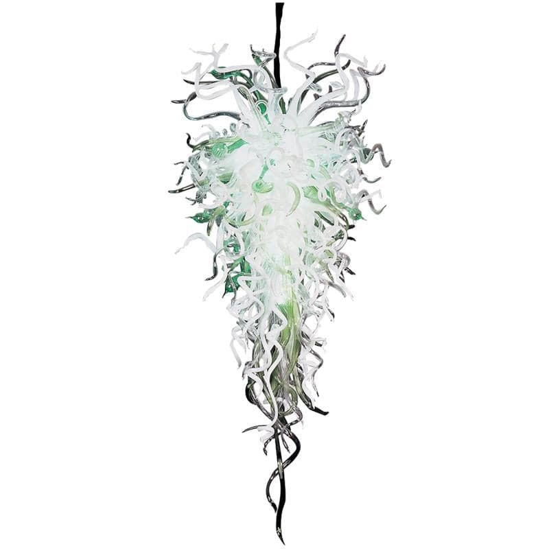 Emerald Mist Artisan Glass Chandelier - Modern Hand-Blown Green and Frosted White - BeyPan Hauptbild