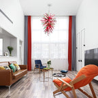 Enchanted Forest Artisan Glass Chandelier - Vibrant Red, Green, and White - BeyPan