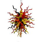 Eternal Flame Artisan Blown Glass Chandelier - Vibrant Red, Amber Yellow, and Onyx Black - BeyPan