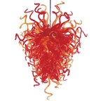 Eternal Flame Artisan Glass Chandelier - Modern Hand-Blown Red and Amber - BeyPan