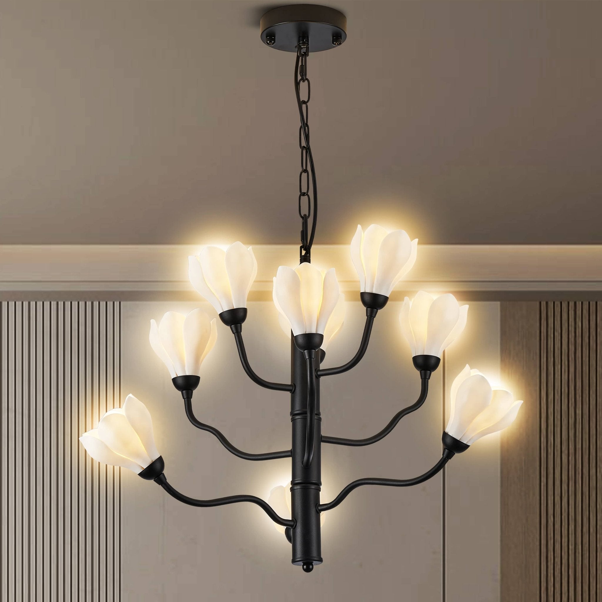 Farmhouse Chandelier Ceramics Magnolia Flower Art Deco - BeyPan