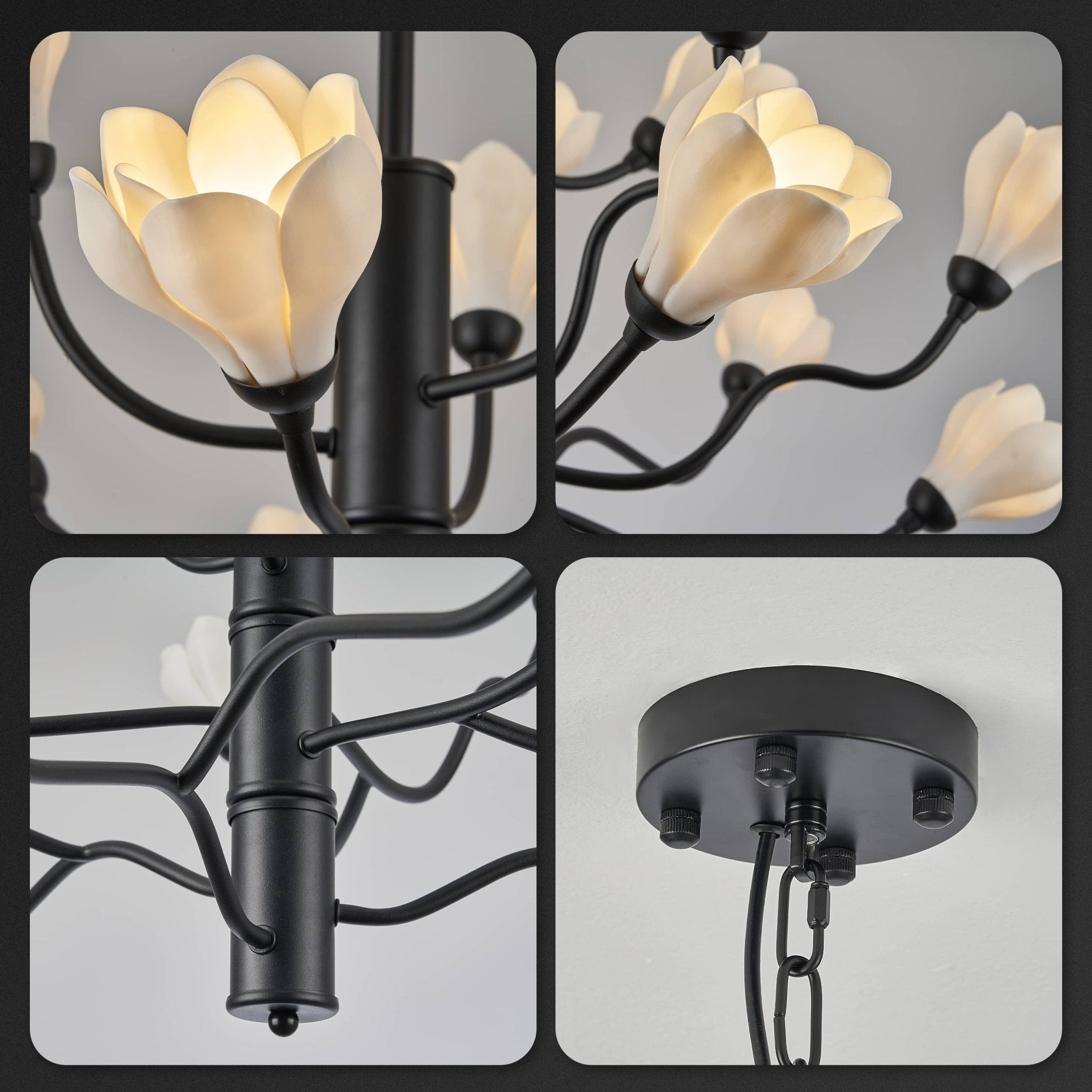 Farmhouse Chandelier Ceramics Magnolia Flower Art Deco - BeyPan