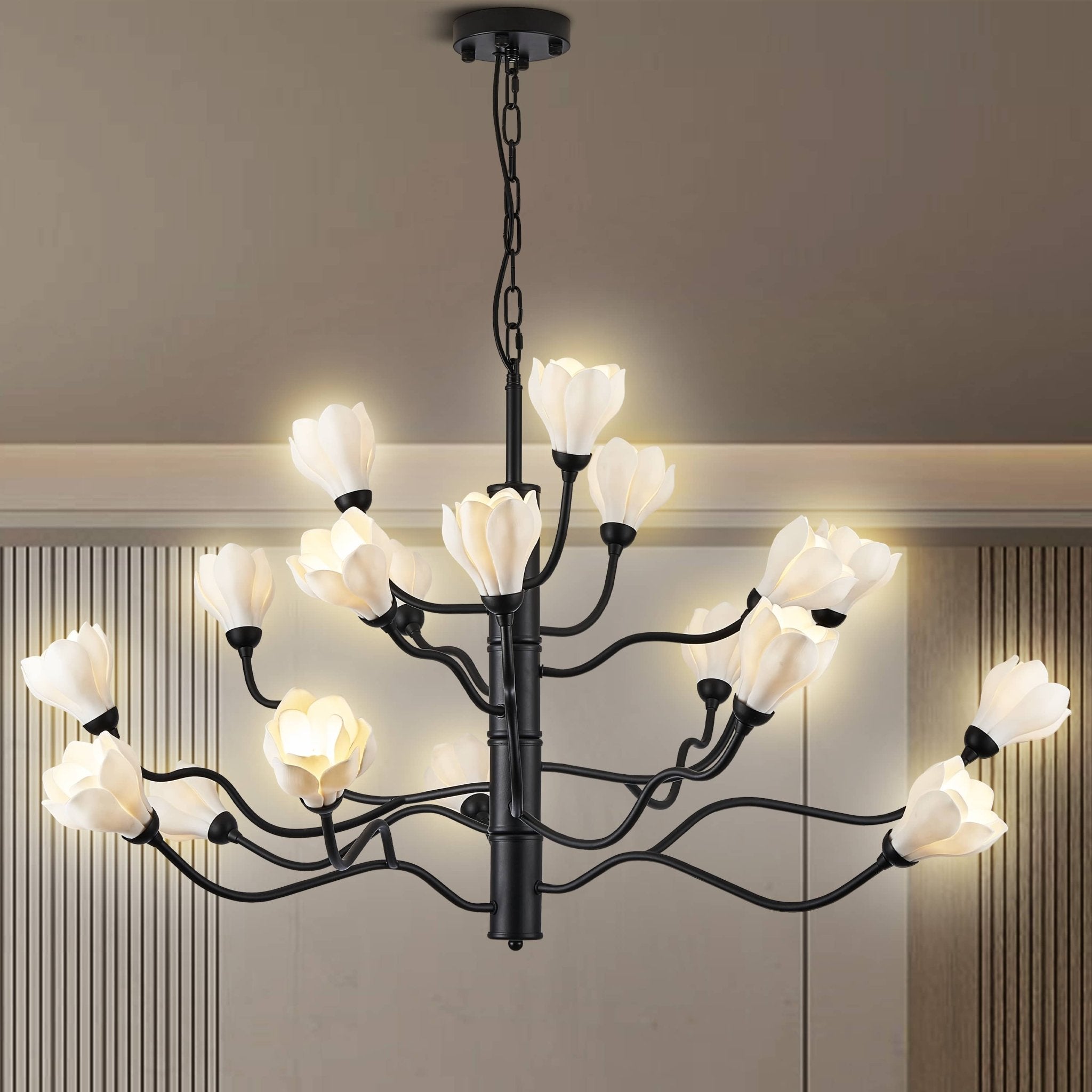 Farmhouse Chandelier Ceramics Magnolia Flower Art Deco - BeyPan