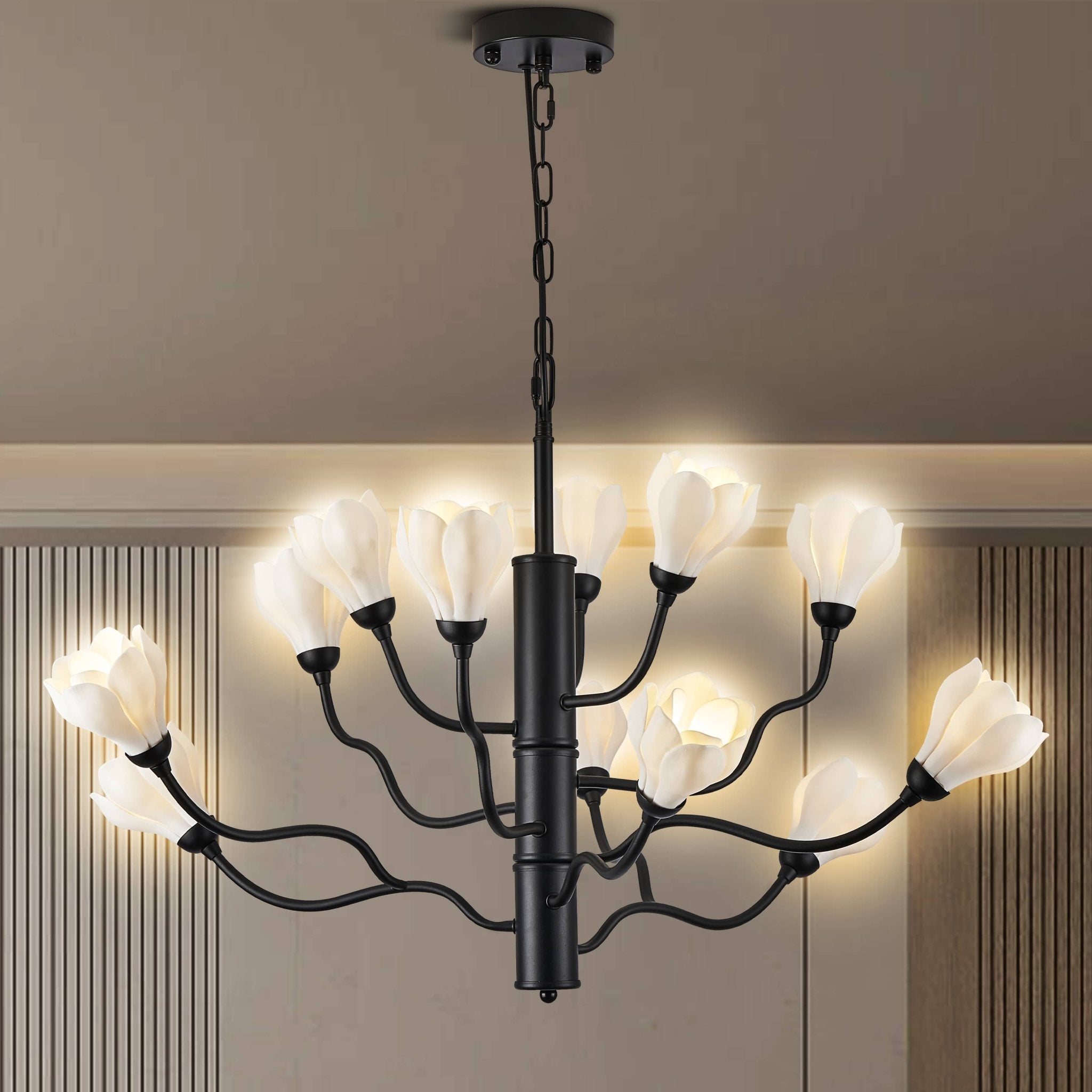 Farmhouse Chandelier Ceramics Magnolia Flower Art Deco - BeyPan