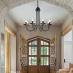 Farmhouse Rustic Industrial Iron Candle Lighting Fixture With Curved Arms - BeyPan