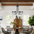Farmhouse Rustic Industrial Iron Candle Lighting Fixture With Curved Arms - BeyPan
