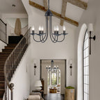 Farmhouse Rustic Industrial Iron Candle Lighting Fixture With Curved Arms - BeyPan