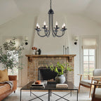 Farmhouse Rustic Industrial Iron Candle Lighting Fixture With Curved Arms - BeyPan