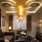 Fiery Amber Cascade Hand Blown Glass Chandelier - Modern Art Lighting - BeyPan