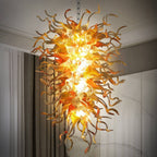 Fiery Amber Cascade Hand Blown Glass Chandelier - Modern Art Lighting - BeyPan