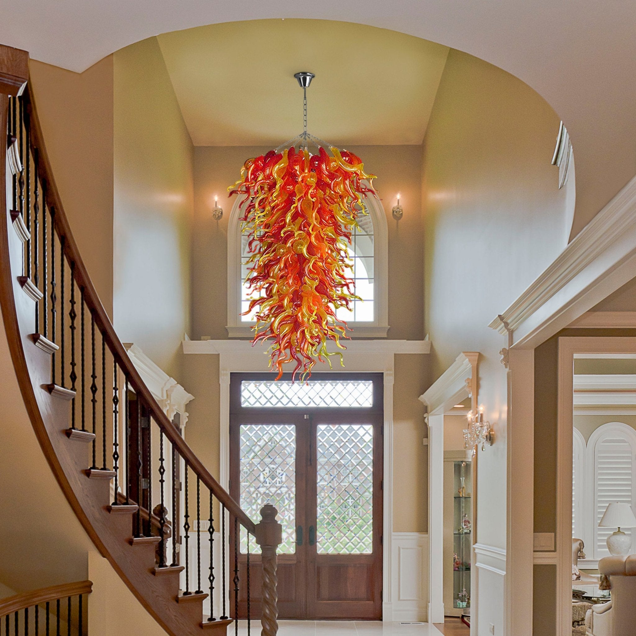 Fiery Cascade Hand Blown Glass Chandelier - Modern Artistic Lighting - BeyPan