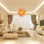Flaming Sun Flare Artisan Glass Chandelier - Modern Hand-Blown Red and Yellow - BeyPan