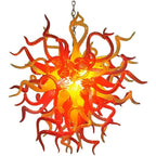 Flaming Sun Flare Artisan Glass Chandelier - Modern Hand-Blown Red and Yellow - BeyPan