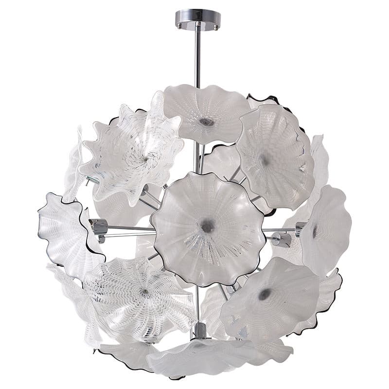 Floral Bloom Murano Style Glass Plates Chandelier - Modern Ivory White - BeyPan