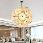 Floral Bloom Murano Style Glass Plates Chandelier - Modern Ivory White - BeyPan