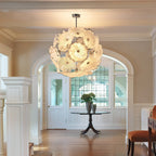 Floral Bloom Murano Style Glass Plates Chandelier - Modern Ivory White - BeyPan