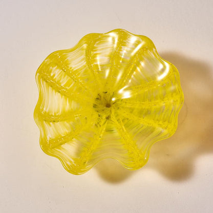 Glass Wall Plate Crystal Yellow Hand Blown Murano Glass D10inches