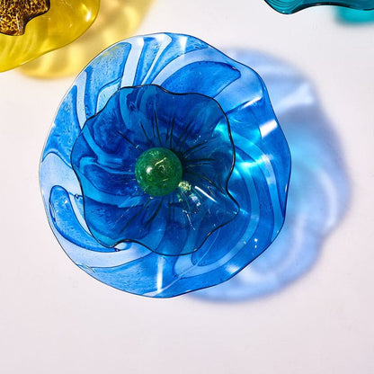 Glass Wall Plates Blossoming Lotus Flower 2 Layers Murano Glass