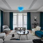Glacial Azure Blue Artisan Blown Glass Chandelier - BeyPan