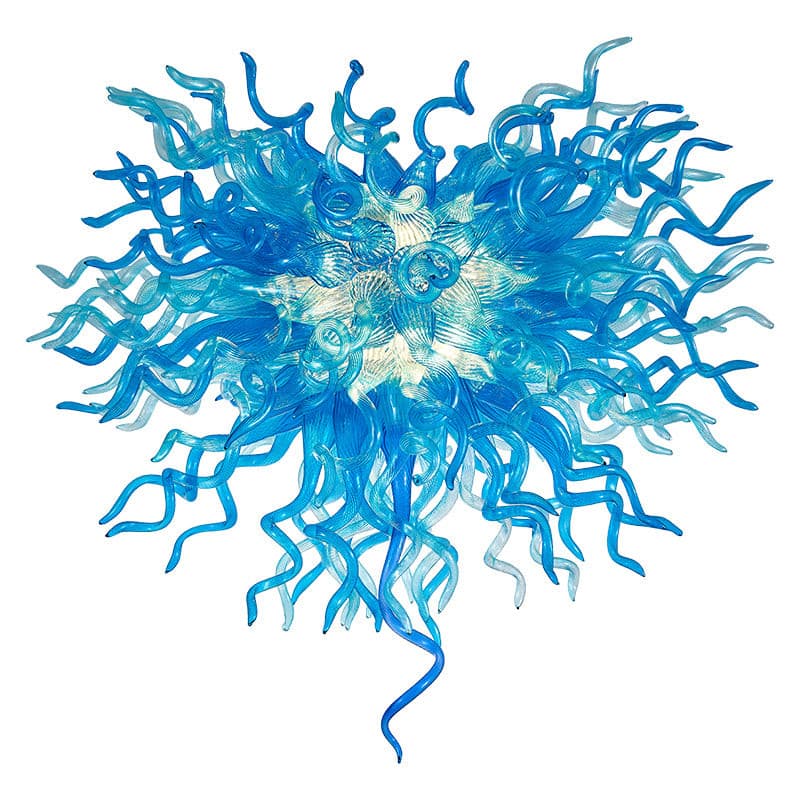 Glacial Azure Blue Artisan Blown Glass Chandelier - BeyPan Hauptbild