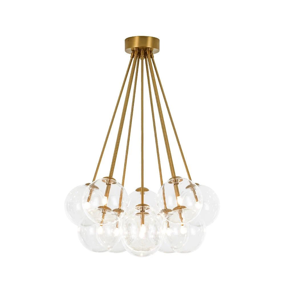 Glam Bouquet Cluster Glass Globe Bubble Chandelier Modern Gold 11-Lights Ceiling Pendant Light Fixture - BeyPan