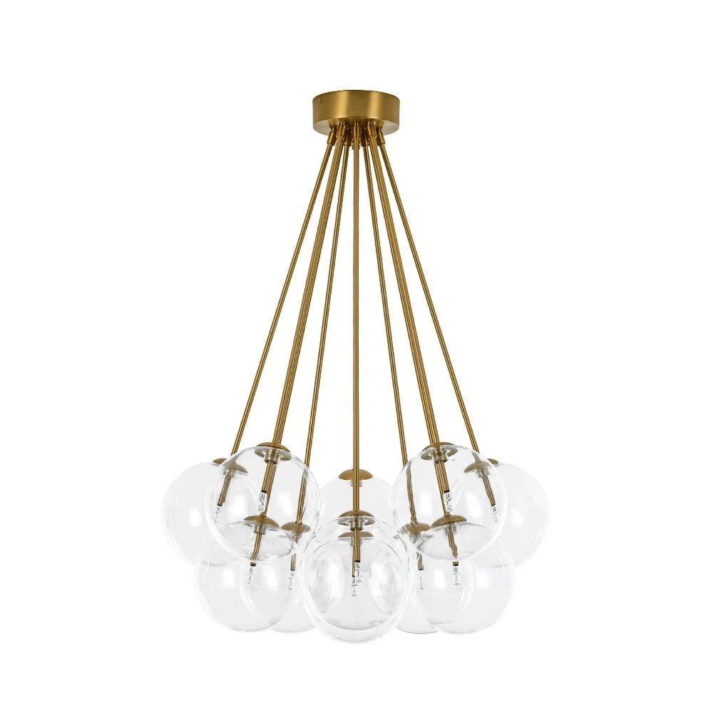 Glam Bouquet Cluster Glass Globe Bubble Chandelier Modern Gold 11-Lights Ceiling Pendant Light Fixture - BeyPan