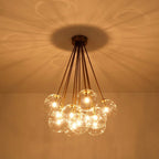 Glam Bouquet Cluster Glass Globe Bubble Chandelier Modern Gold 11-Lights Ceiling Pendant Light Fixture - BeyPan