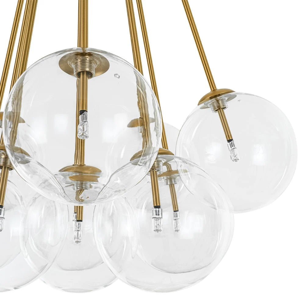 Glam Bouquet Cluster Glass Globe Bubble Chandelier Modern Gold 11-Lights Ceiling Pendant Light Fixture - BeyPan