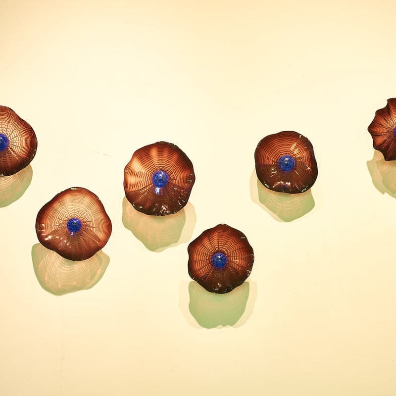 Glass Wall Floral Sconces Brown And Blue Murano Glass D10inches Zweitbild