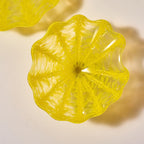 Glass Wall Plate Crystal Yellow Hand Blown Murano Glass D10inches - BeyPan