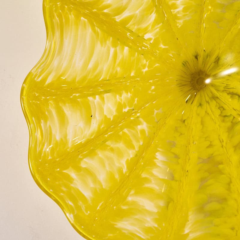 Glass Wall Plate Crystal Yellow Hand Blown Murano Glass D10inches - BeyPan