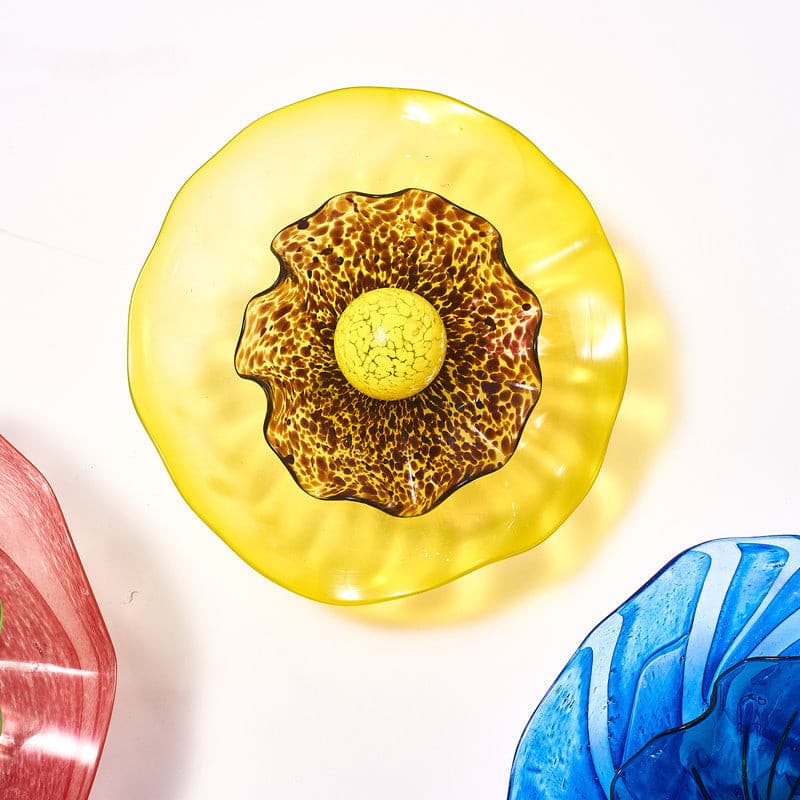 Glass Wall Plates Blossoming Lotus Flower 2 Layers Murano Glass - BeyPan
