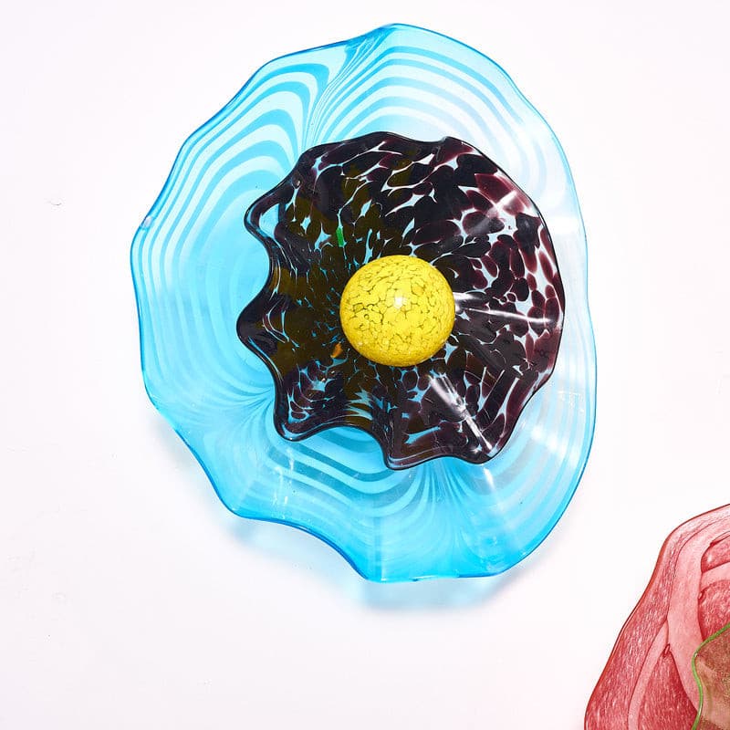 Glass Wall Plates Blossoming Lotus Flower 2 Layers Murano Glass - BeyPan