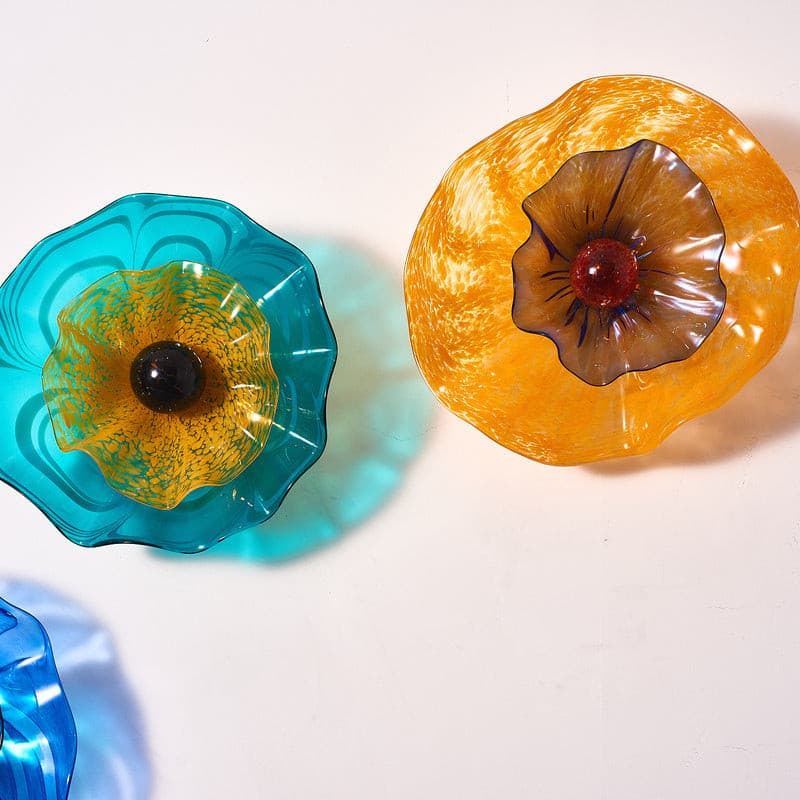 Glass Wall Plates Blossoming Lotus Flower 2 Layers Murano Glass - BeyPan