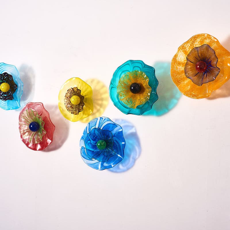 Glass Wall Plates Blossoming Lotus Flower 2 Layers Murano Glass - BeyPan