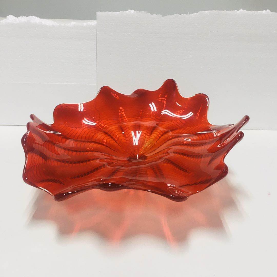 Glass Wall Plates Bowl Red Murano Glass D12inches - BeyPan