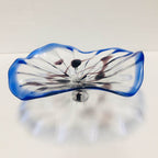 Glass Wall Plates Clear Color With Brown Spots In Blue Rim D12inches - BeyPan