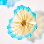 Glass Wall Plates Hand Blown Blue And Gold Murano Glass D10inches - BeyPan