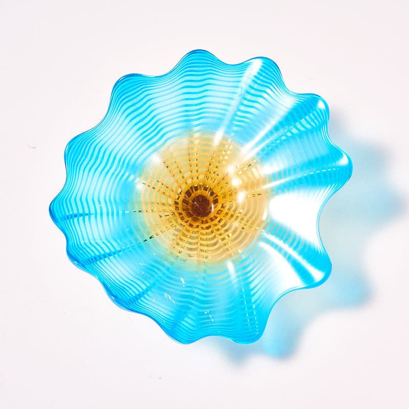 Glass Wall Plates Hand Blown Blue And Gold Murano Glass D10inches - BeyPan Hauptbild