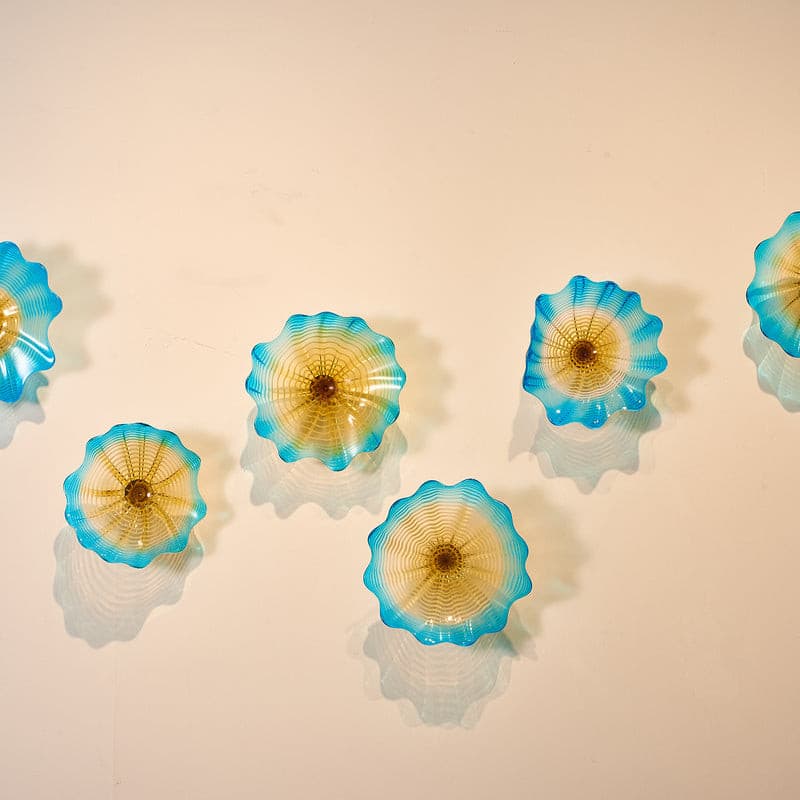 Glass Wall Plates Hand Blown Blue And Gold Murano Glass D10inches Zweitbild