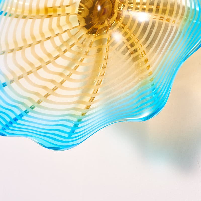 Glass Wall Plates Hand Blown Blue And Gold Murano Glass D10inches - BeyPan