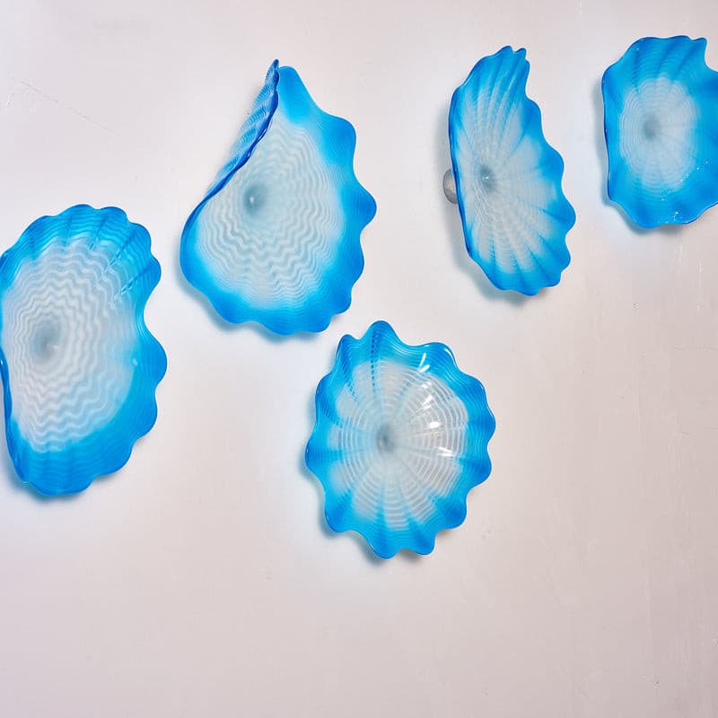 Glass Wall Plates White And Blue Colors Set D10inches - BeyPan