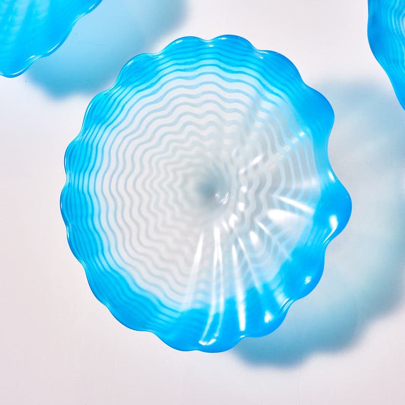 Glass Wall Plates White And Blue Colors Set D10inches - BeyPan