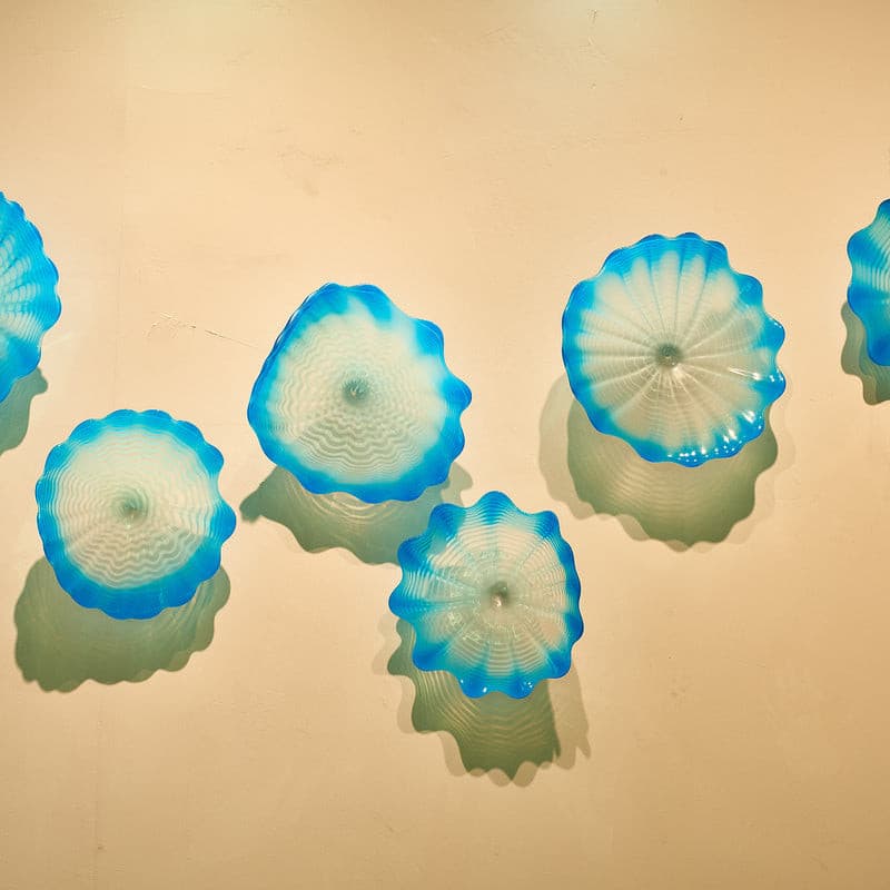 Glass Wall Plates White And Blue Colors Set D10inches Zweitbild