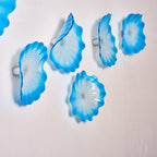 Glass Wall Plates White And Blue Colors Set D10inches - BeyPan