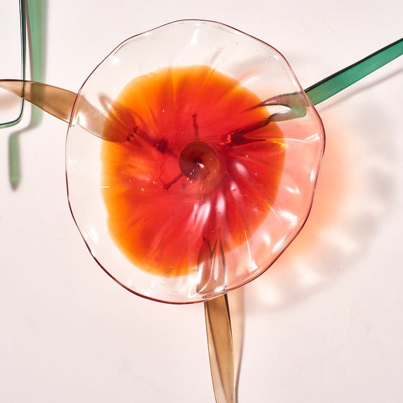 Glass Wall Plates With Stems Red Murano Glass D10inches - BeyPan