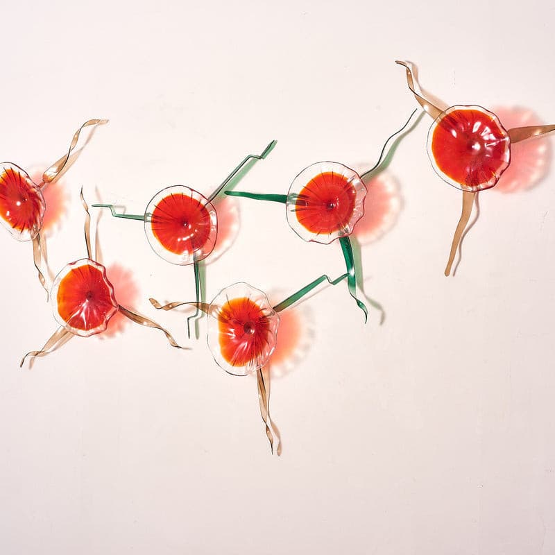 Glass Wall Plates With Stems Red Murano Glass D10inches - BeyPan Hauptbild